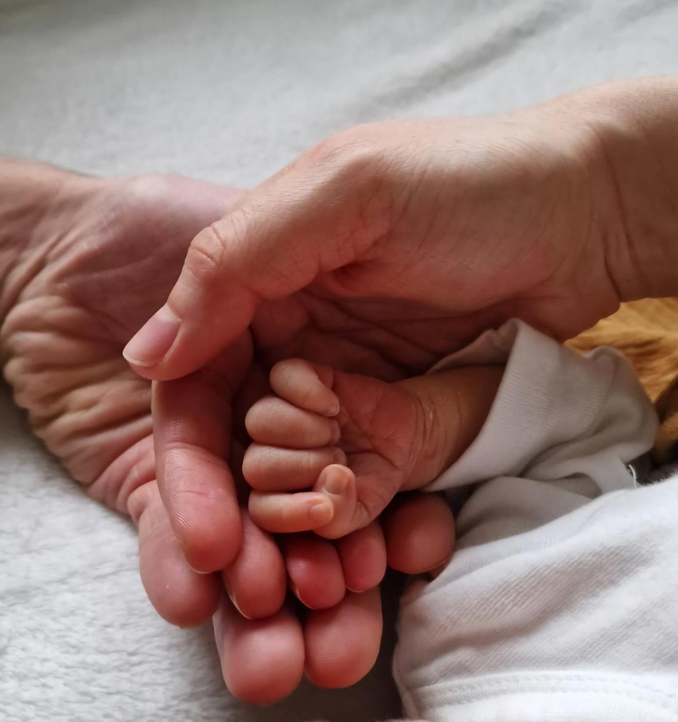 Kinderhand in Elternhände gelegt